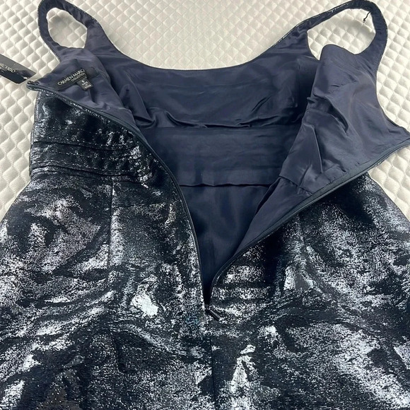 Carmen Marc Valvo Collection Wool Blend Sleeveless Metallic Jacquard Dress 6 NWT - Picture 10 of 14